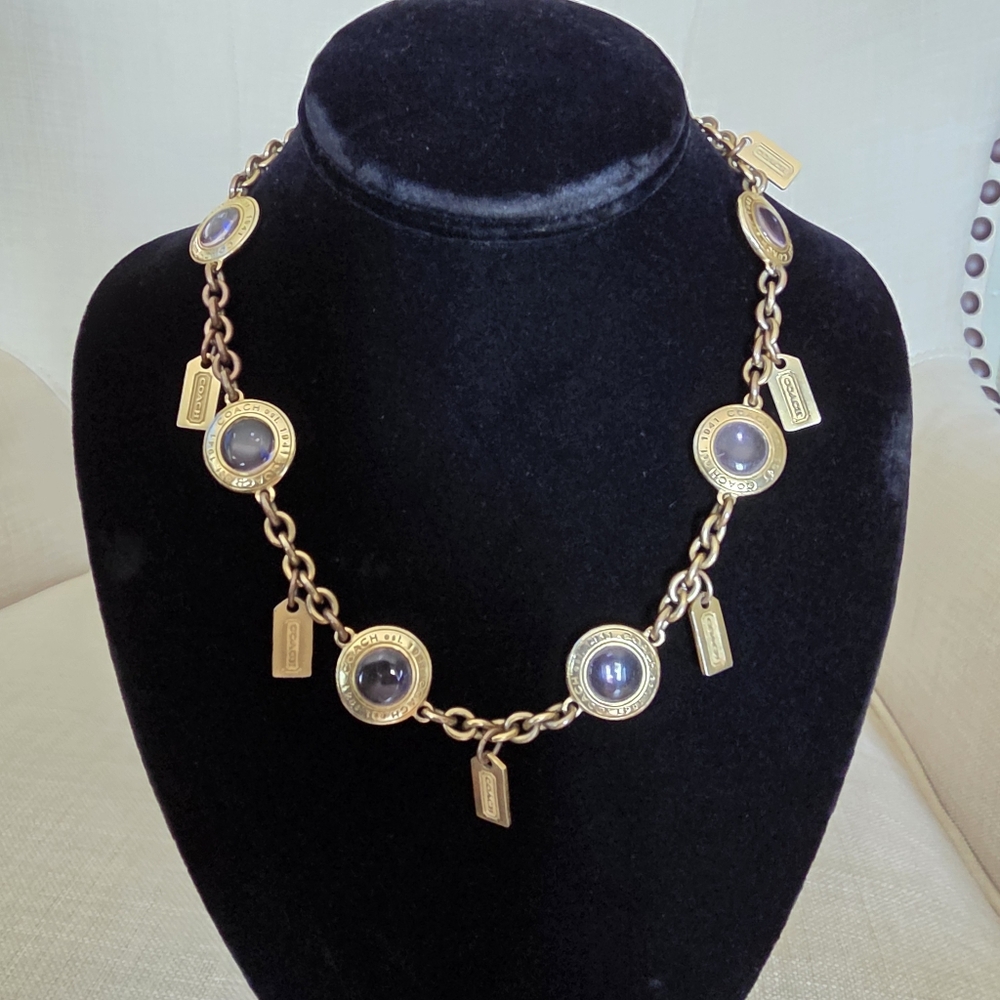 Vintage Rare Coach 1941 Pink Glass Snaphead Cabochon Necklace 🔥 - Picture 4 of 16